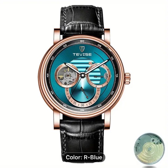 New Luxury Blackand Gold TurquoiseAutomatic Mechanical Watch